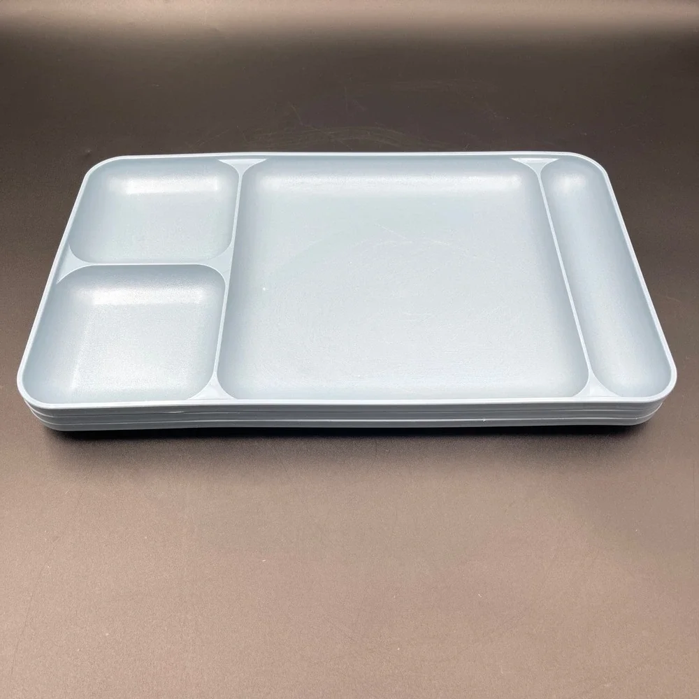 Tupperware Divided Serving Trays Set of 3 Light Blue Vintage Made in USA 15x9
